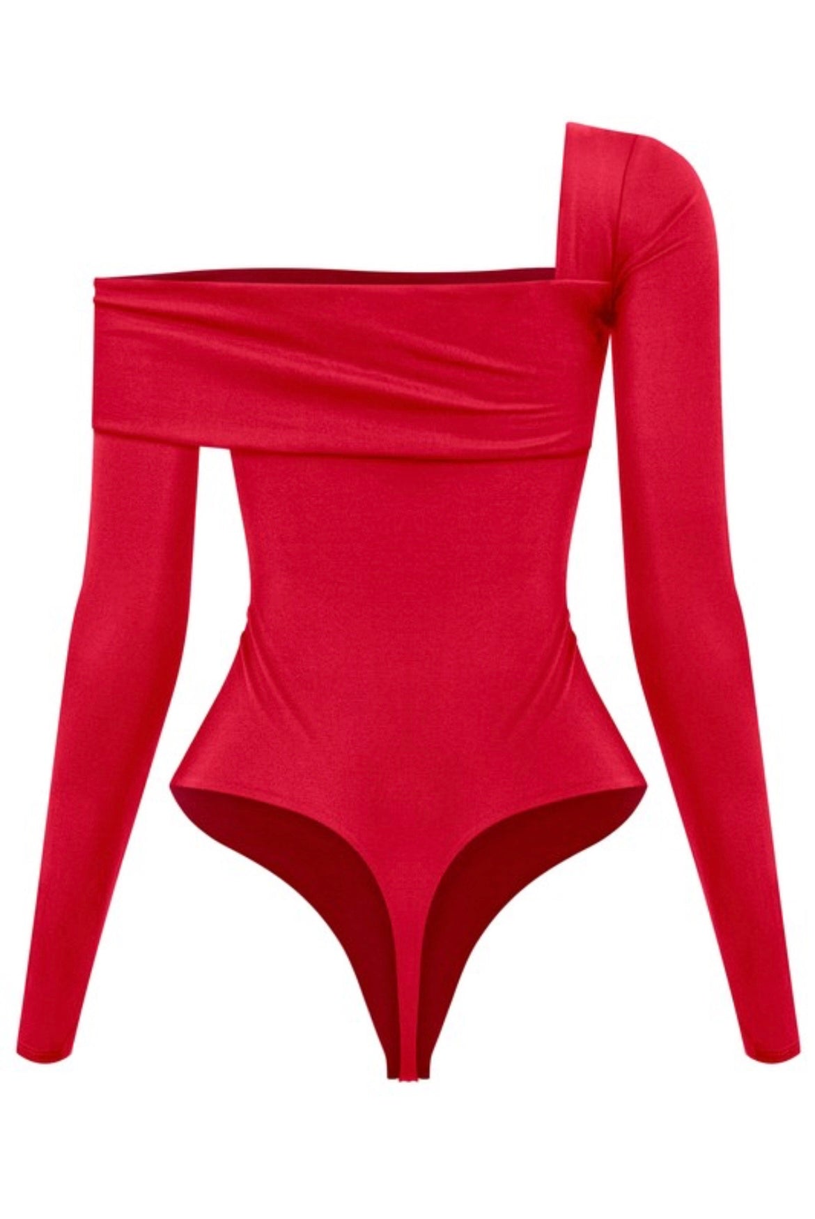 Red Asymmetrical Bodysuit
